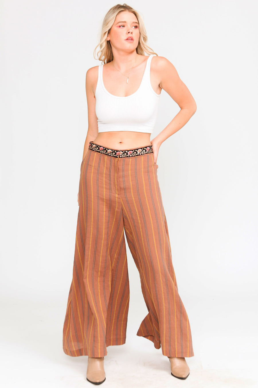 Mariah Stripe Pants - Brown