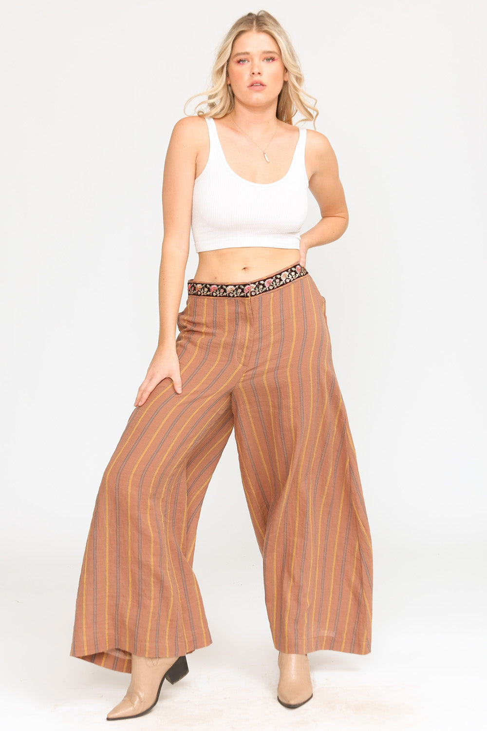 Mariah Stripe Pants - Brown