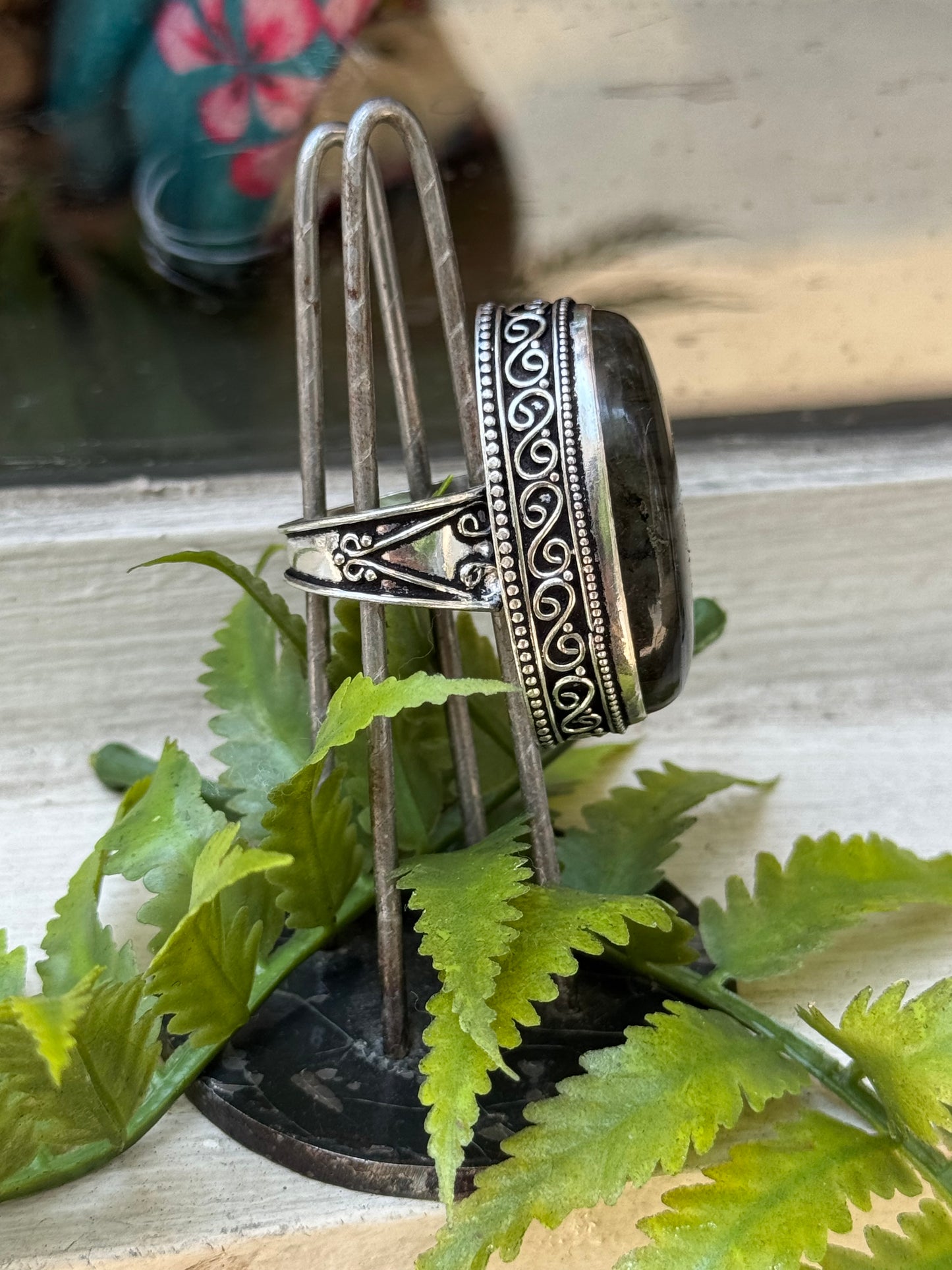 Labradorite Multi Flash Silver Ring