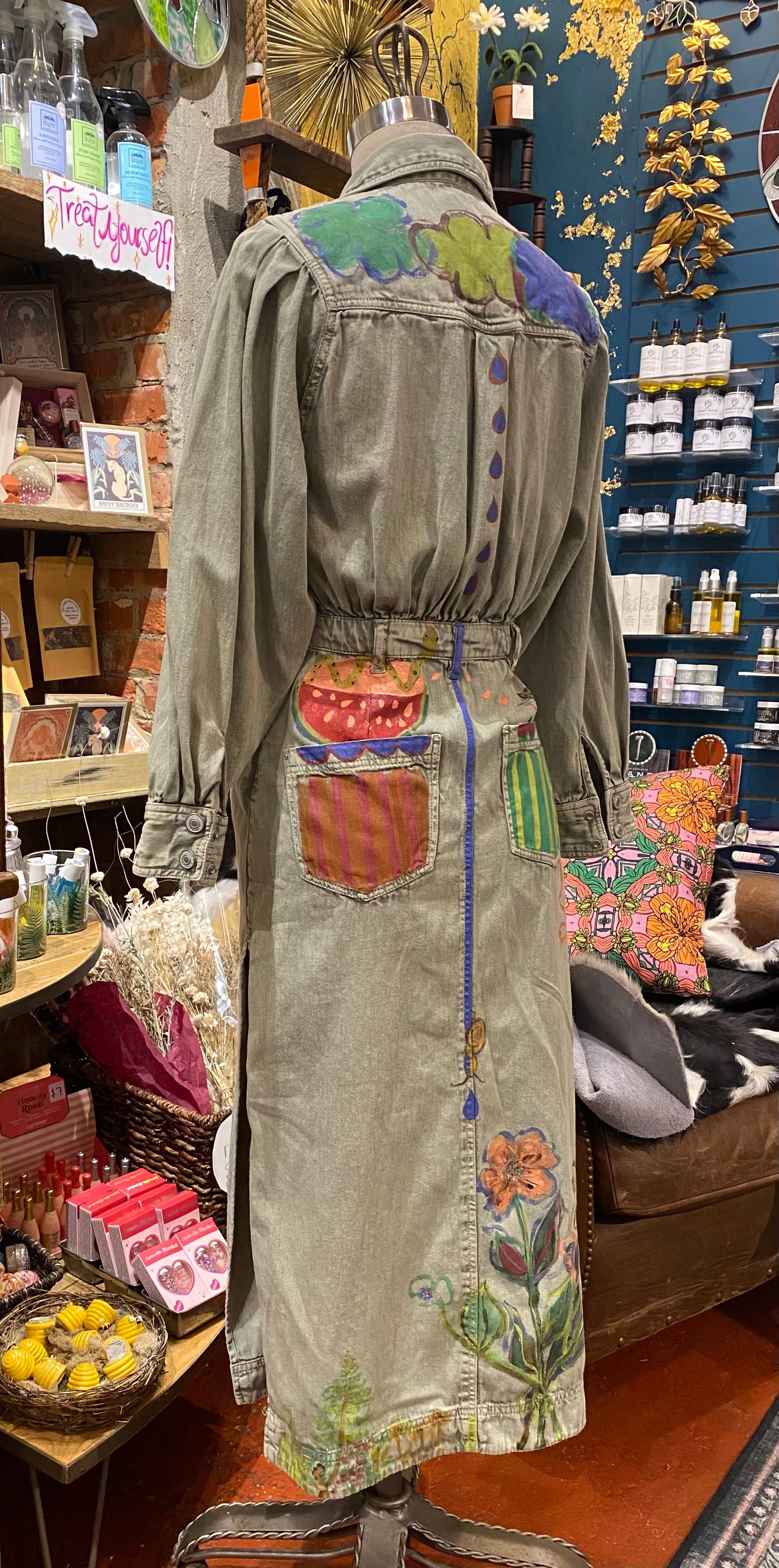 Snail Trail Free People Green Denim Dress - Sharayah Doty*