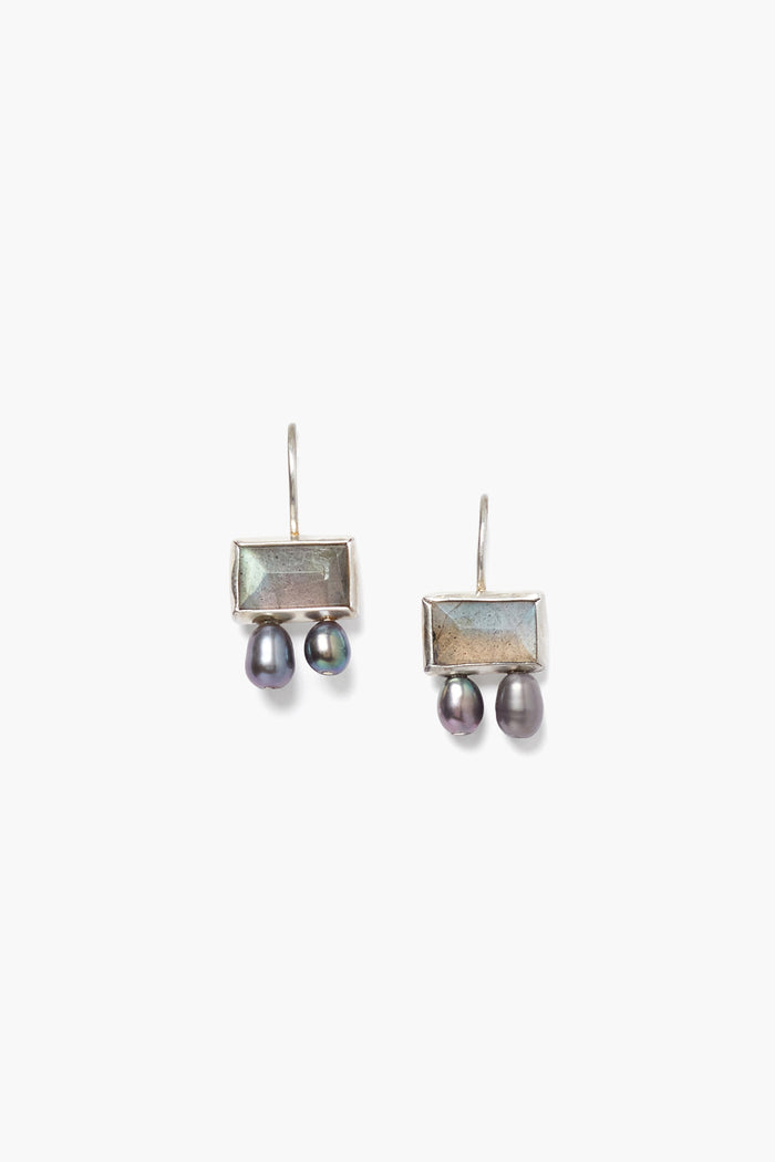 Tab Pearl Drop Labradorite Earrings - La De Da