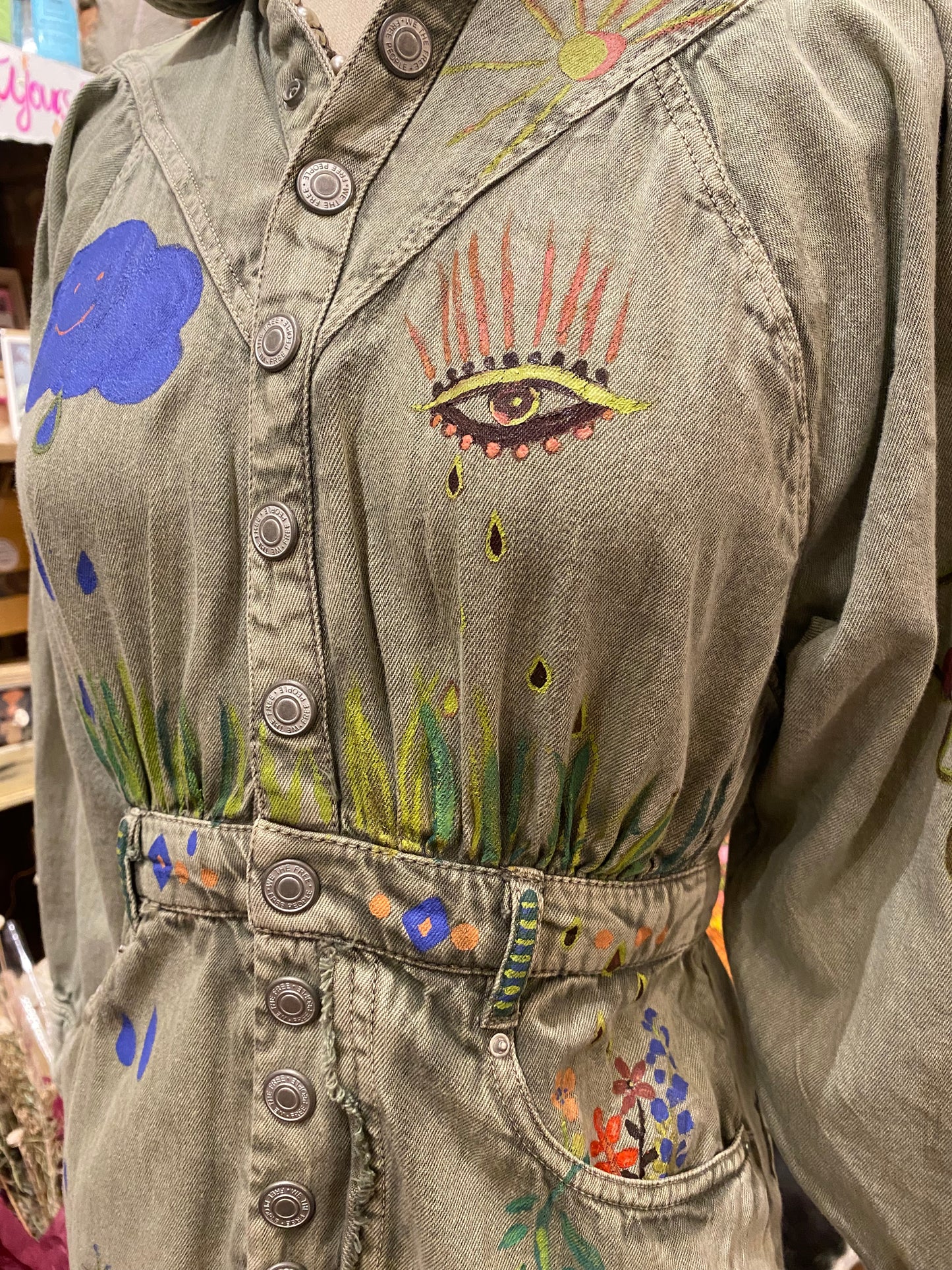 Snail Trail Free People Green Denim Dress - Sharayah Doty*