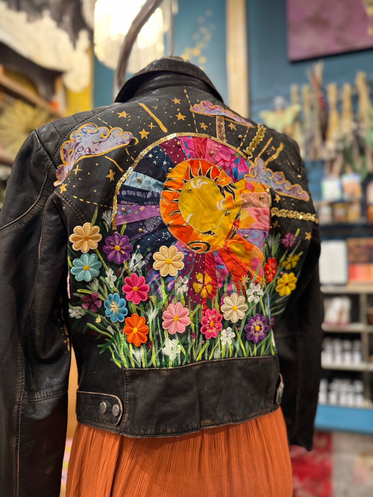 Celestial & Floral M. Leather Jacket -Debi Samuels*