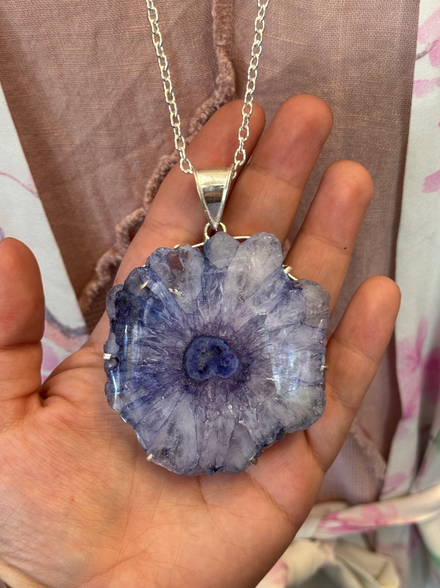 Dyed Large Purple Agate Slice Pendant