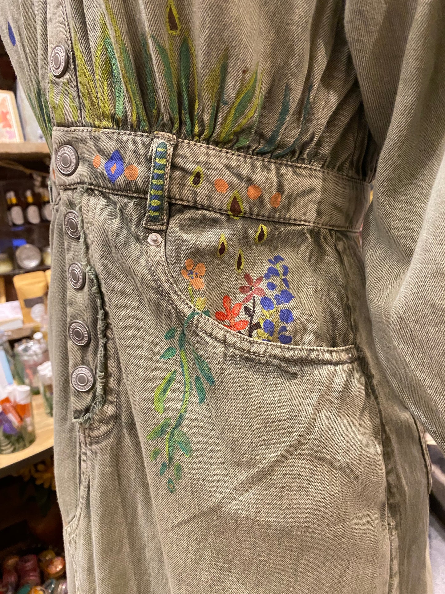 Snail Trail Free People Green Denim Dress - Sharayah Doty*