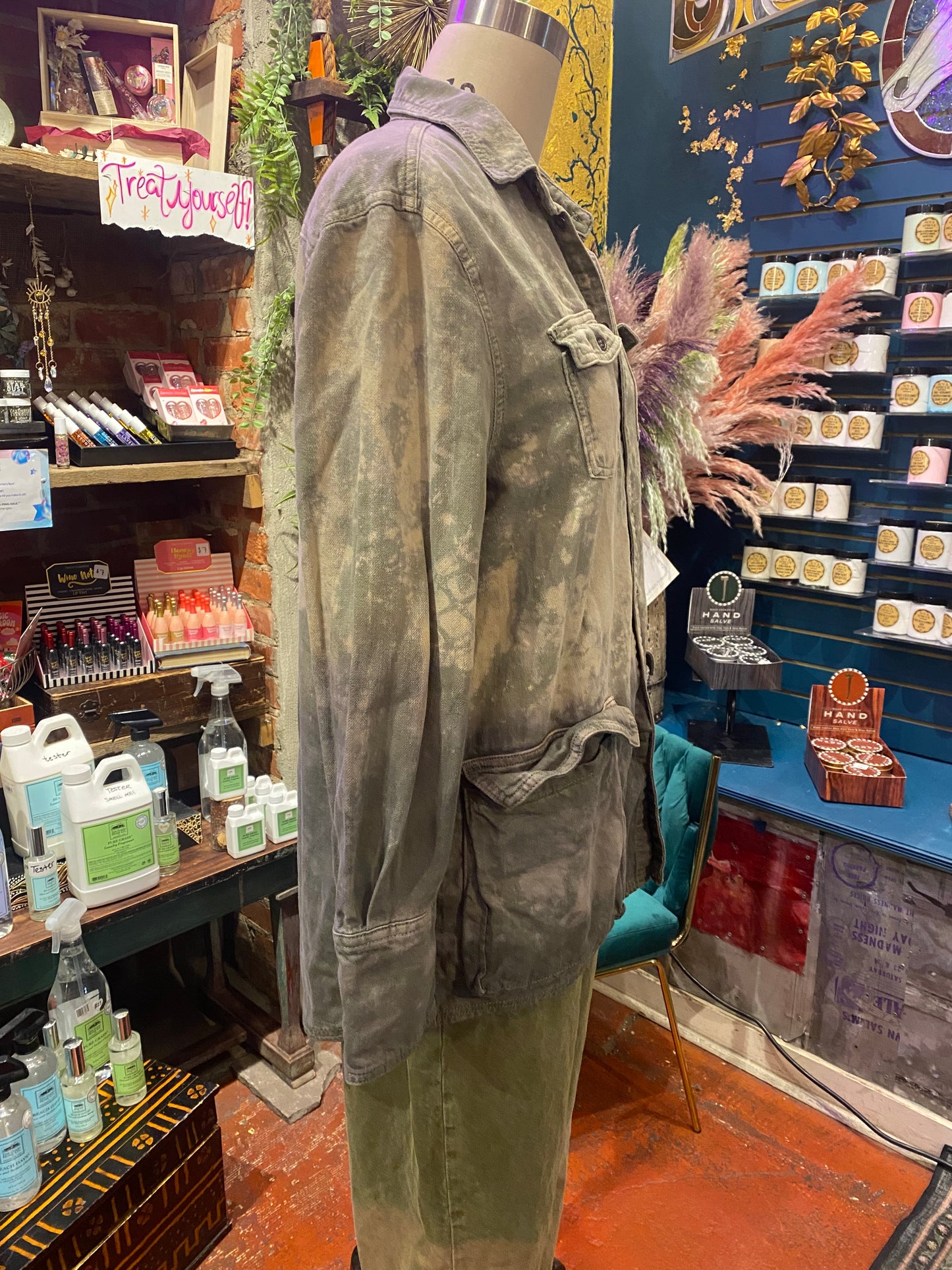 Custom Dyed Denim Jacket - Sage