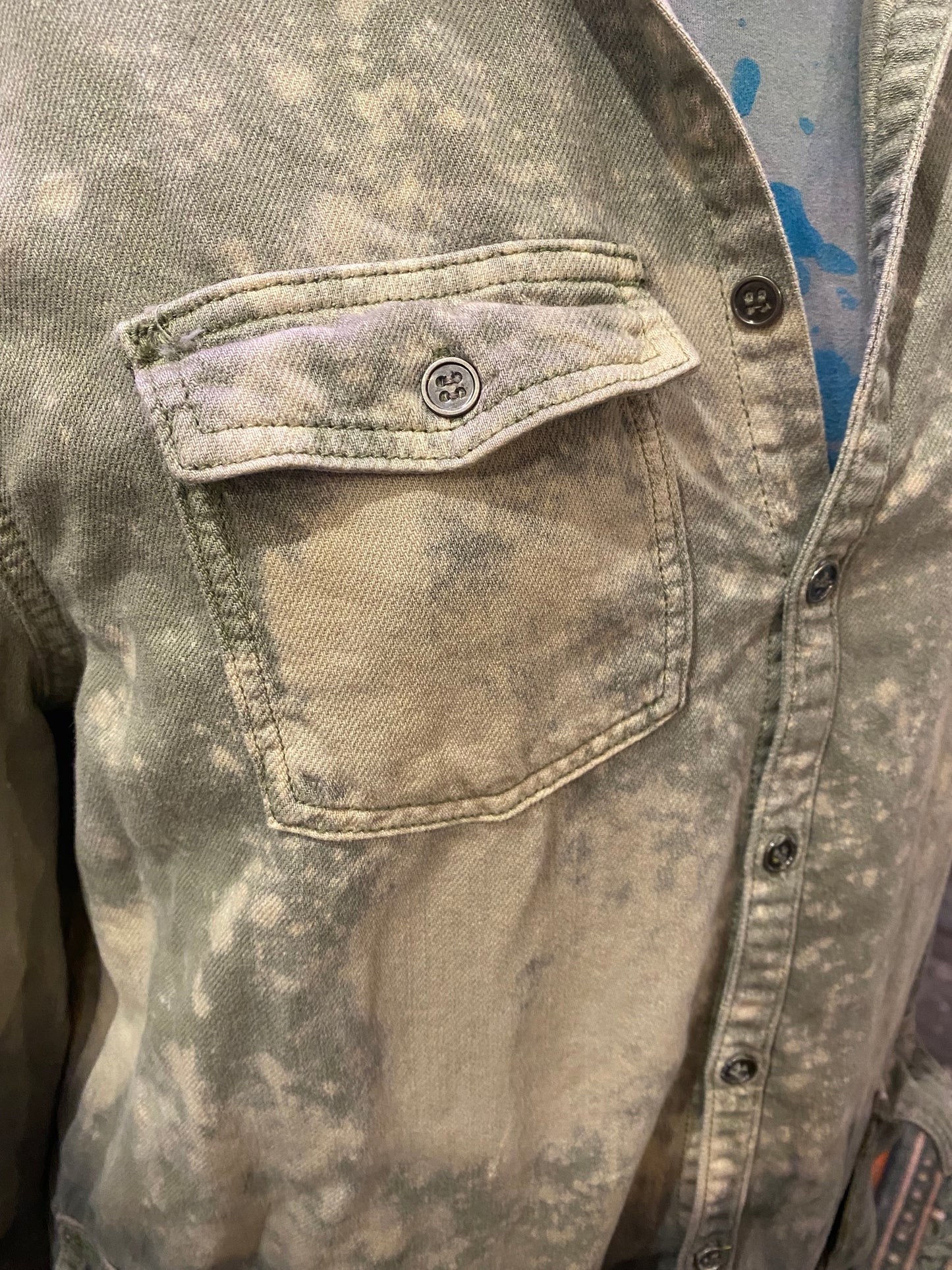 Custom Dyed Denim Jacket - Sage