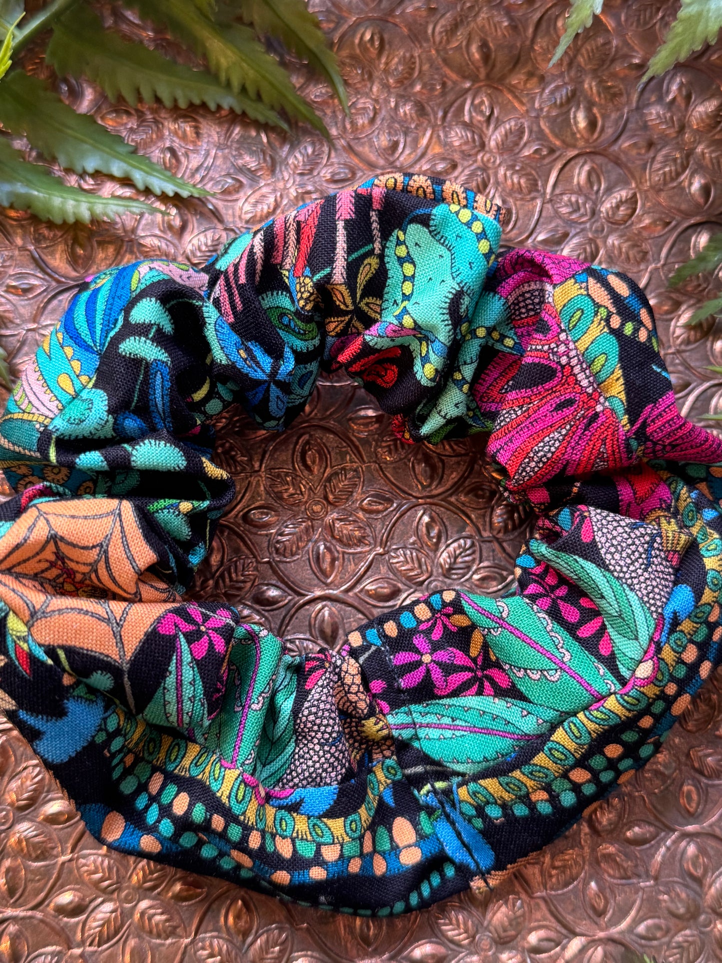 Colorful Flower / Black Scrunchie #SS28 (3)*