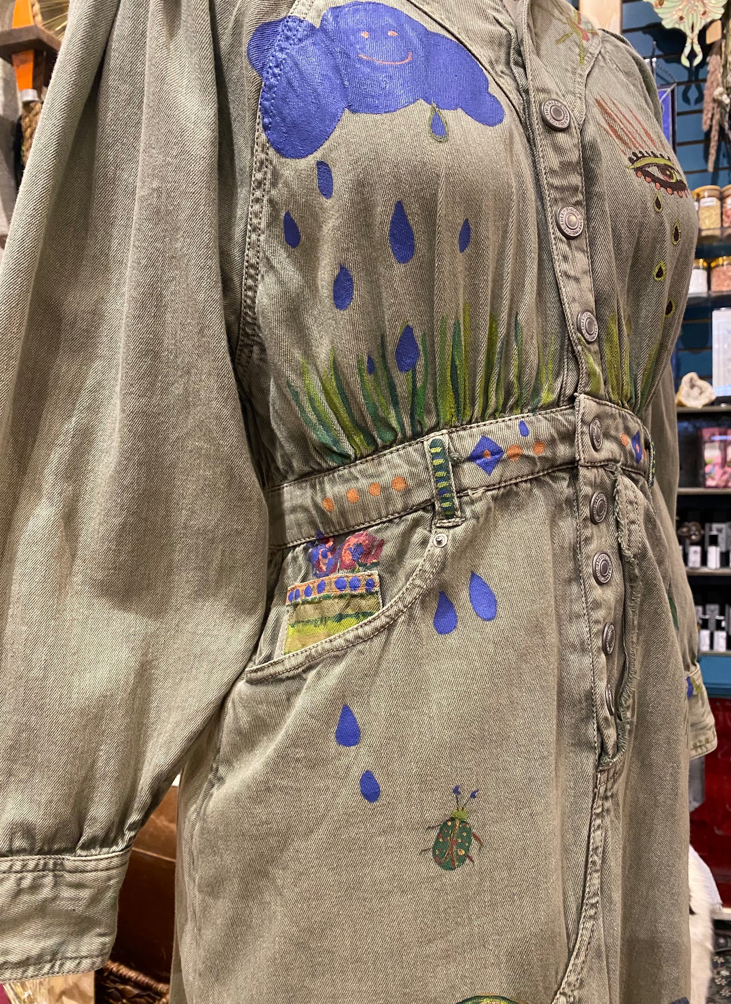Snail Trail Free People Green Denim Dress - Sharayah Doty*