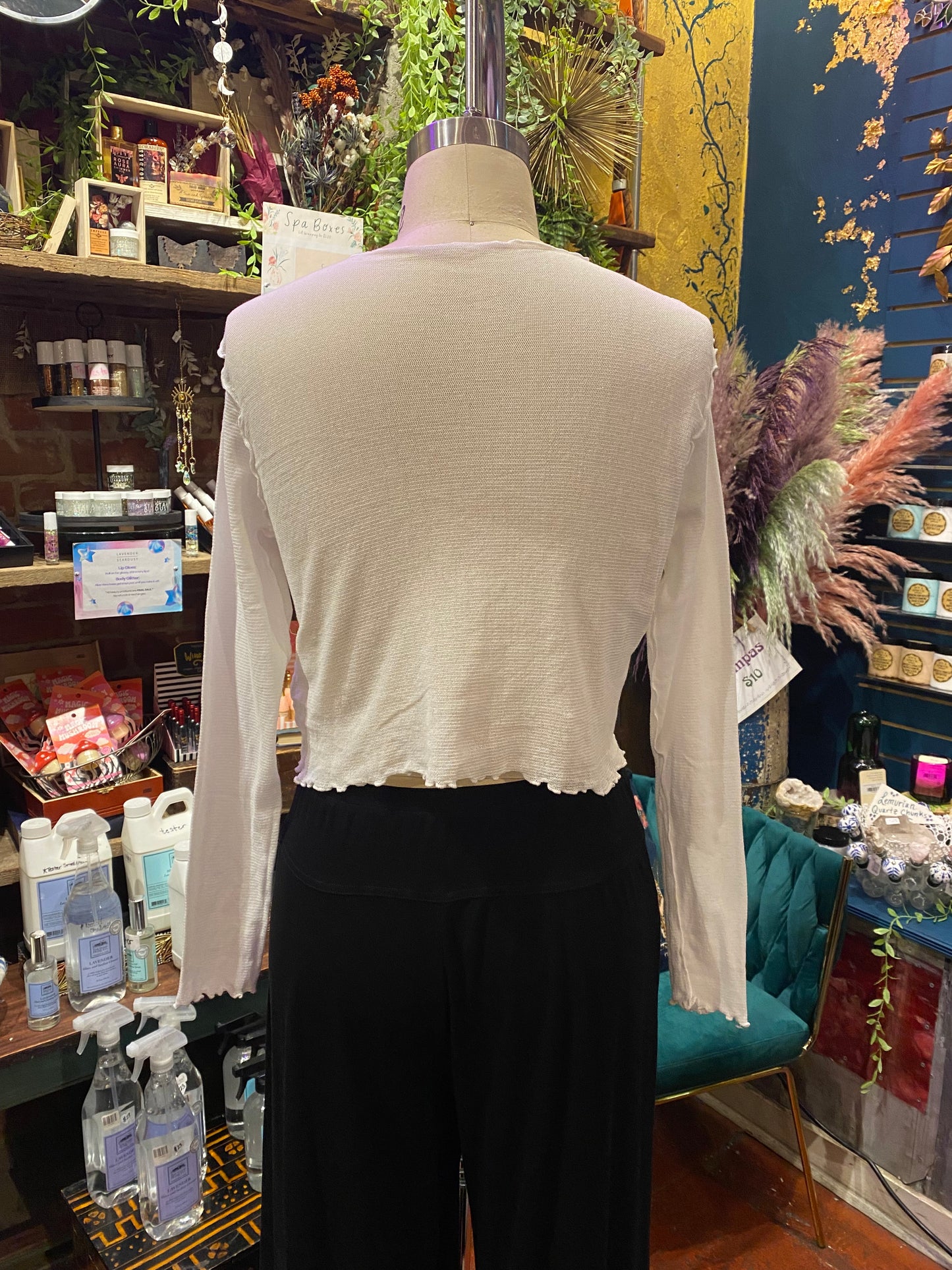 Tulle Curved Crop Top - White
