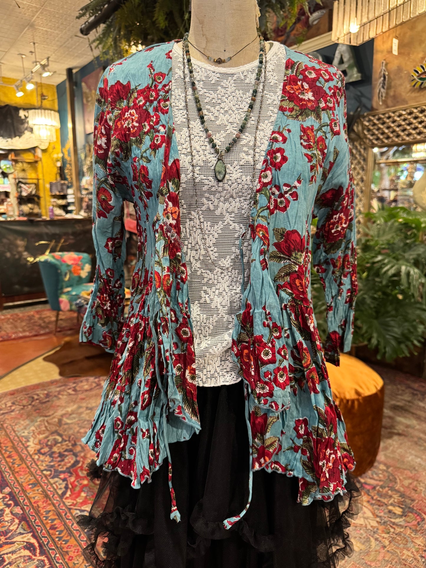 Maya Shrug, 3/4 Sleeve - Passion Flower