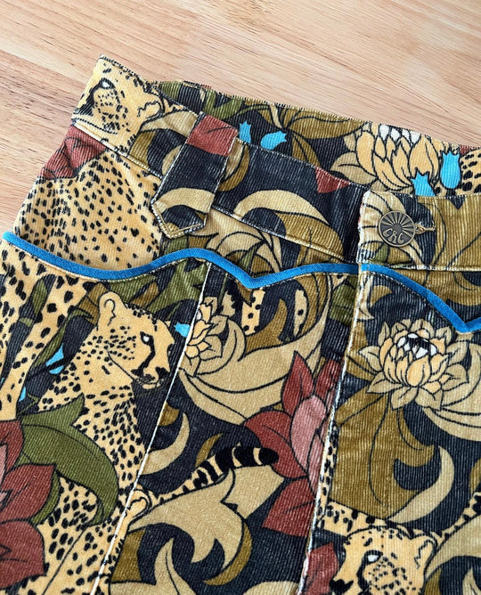 Wild child corduroy pants-cheetah floral