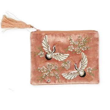 Heron Embellished Pouch - Blush - La De Da