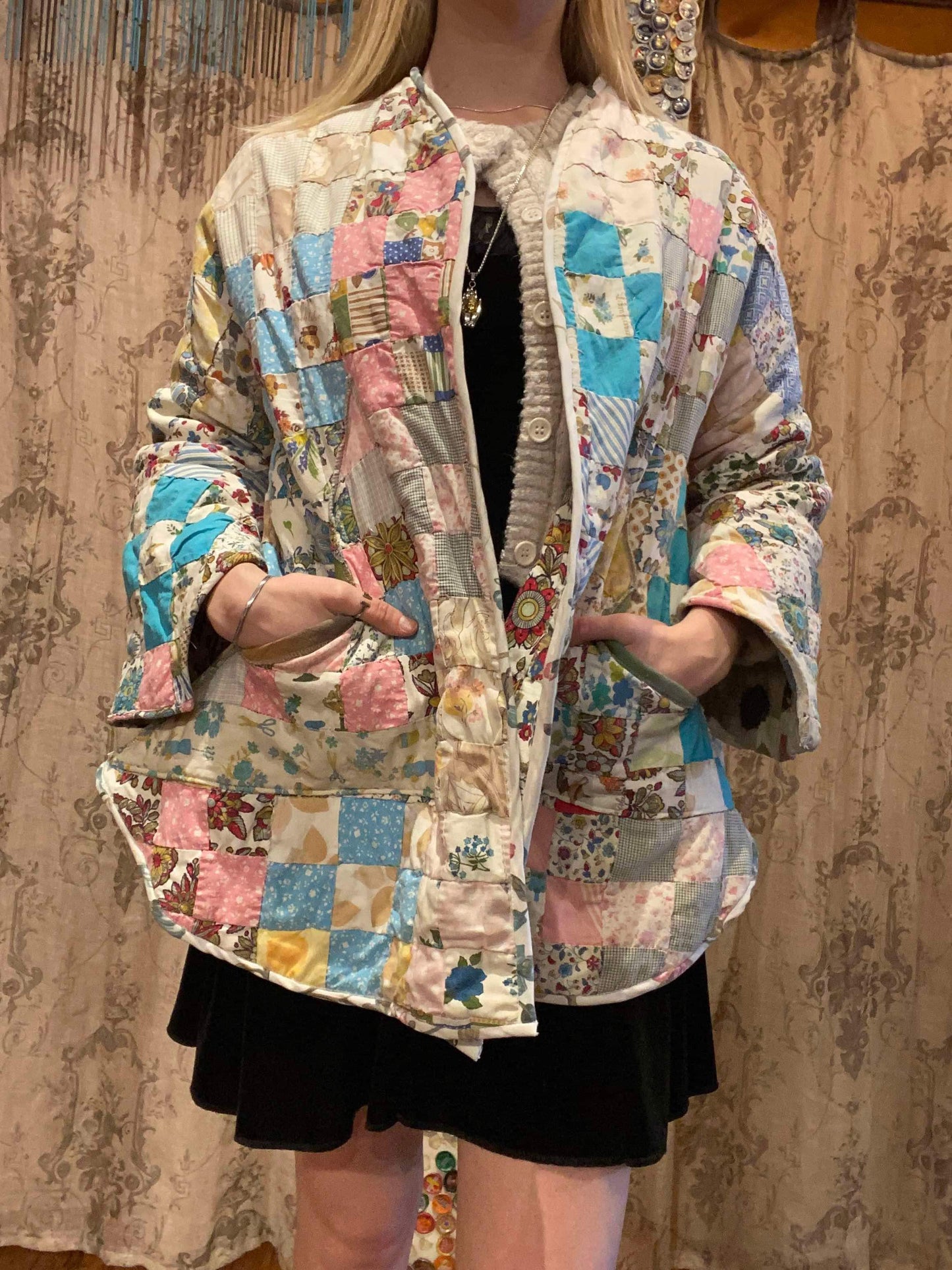 OOAK Handmade Upcycled Quilt Coat - Cosmo*