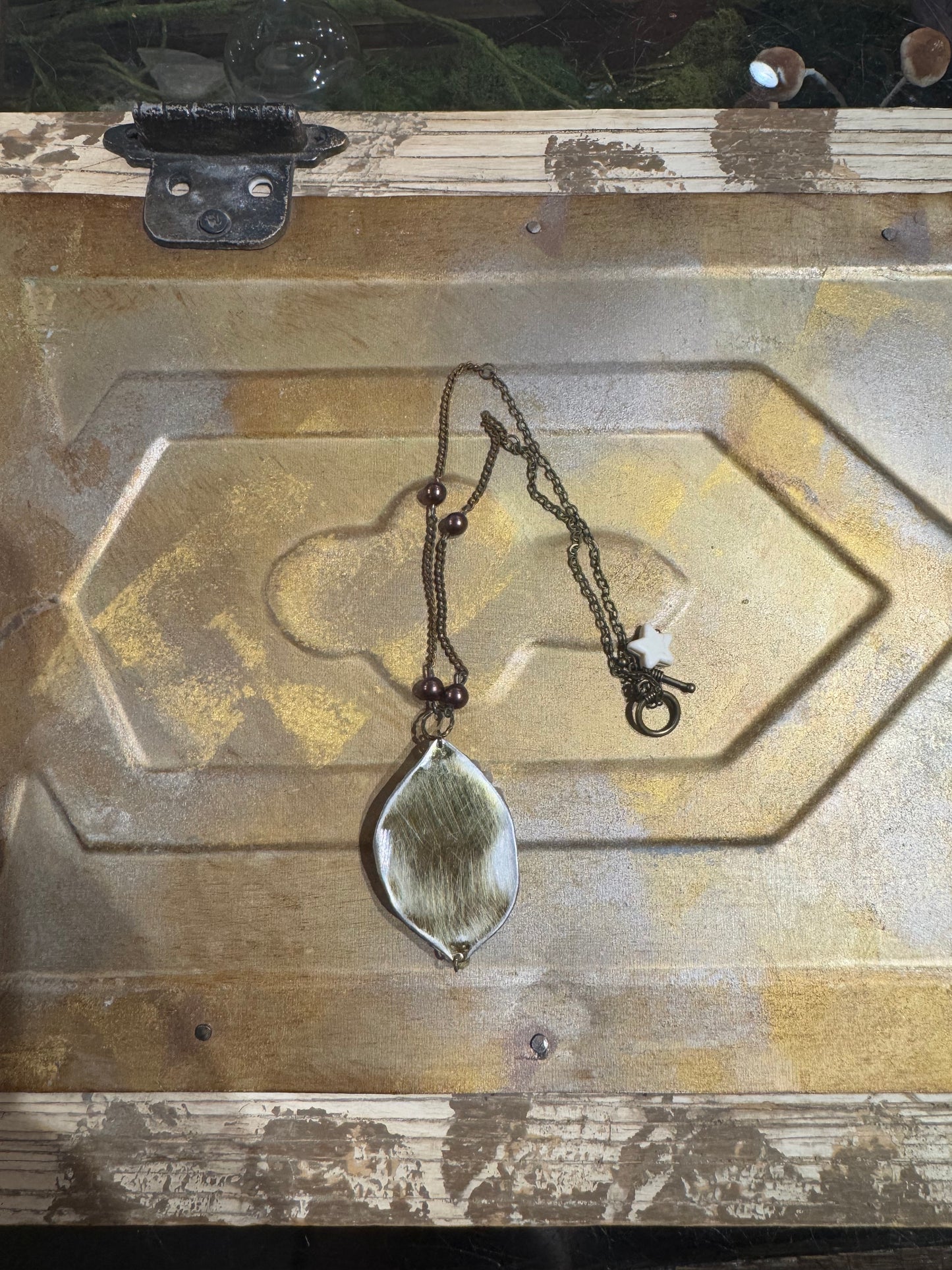 Deer Antler Slice/Sacred Heart Necklace*