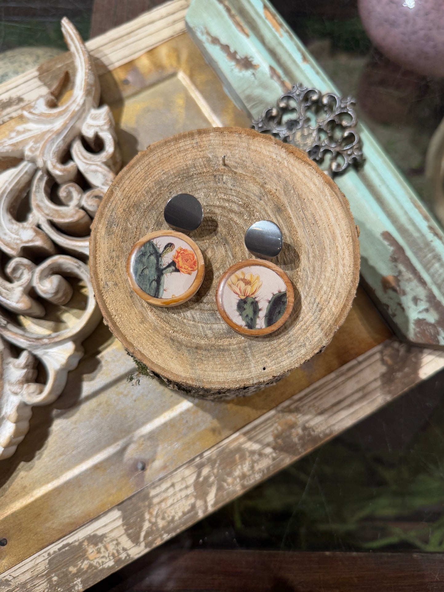 Wooden Cacti Earrings*