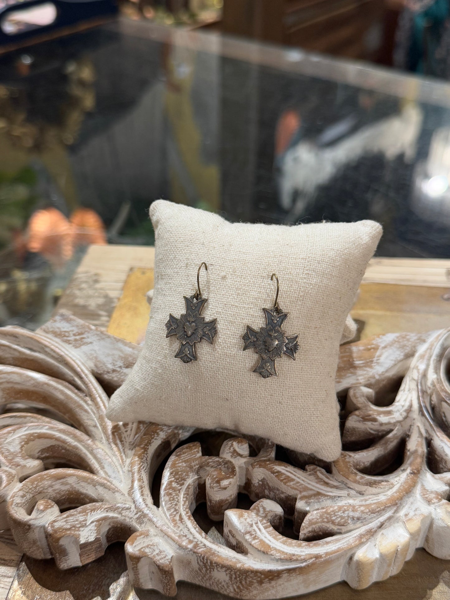 Heart & Square Cross Earrings*
