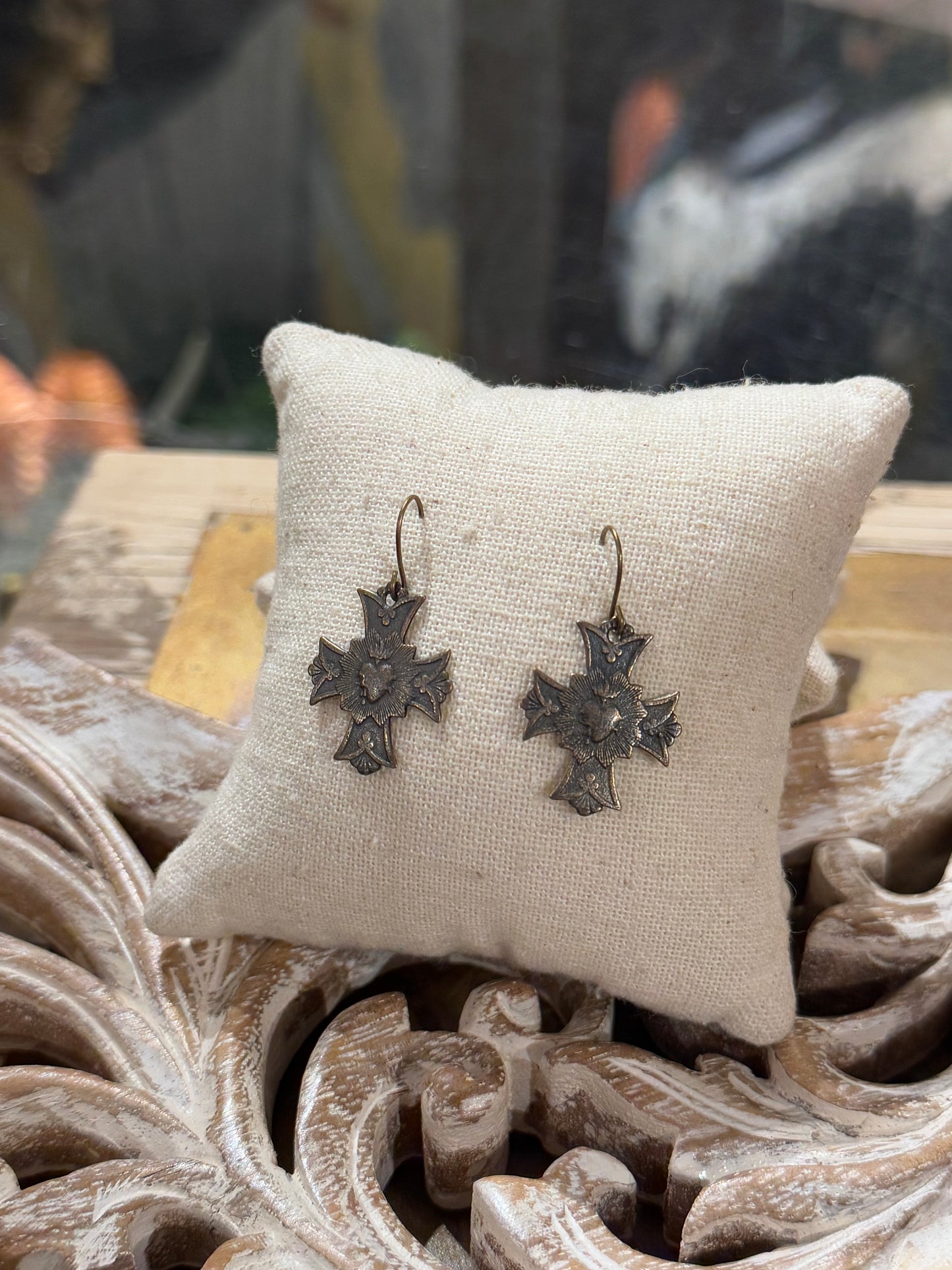 Heart & Square Cross Earrings*