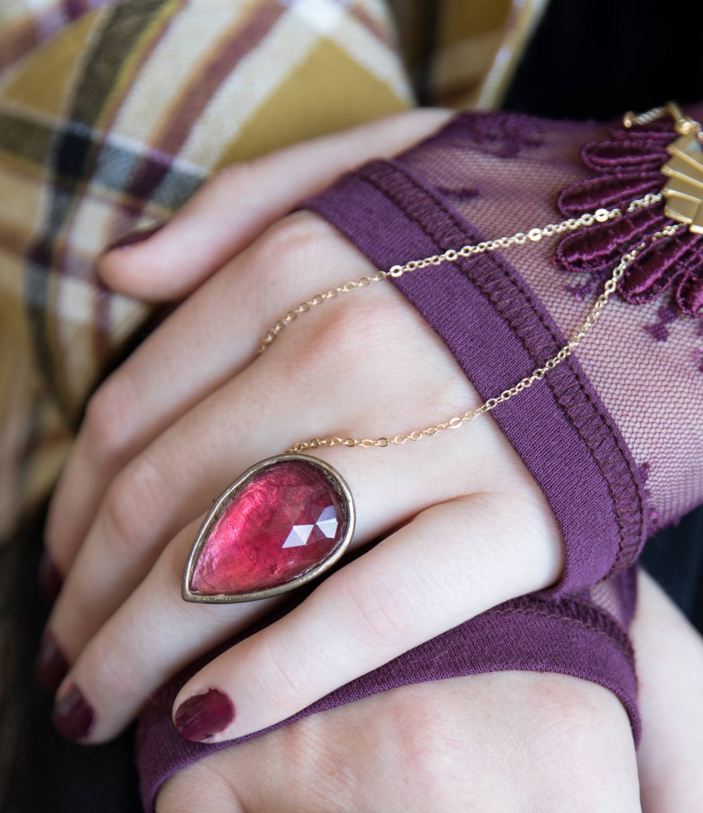 Pear Faceted Rubellite Ring - La De Da
