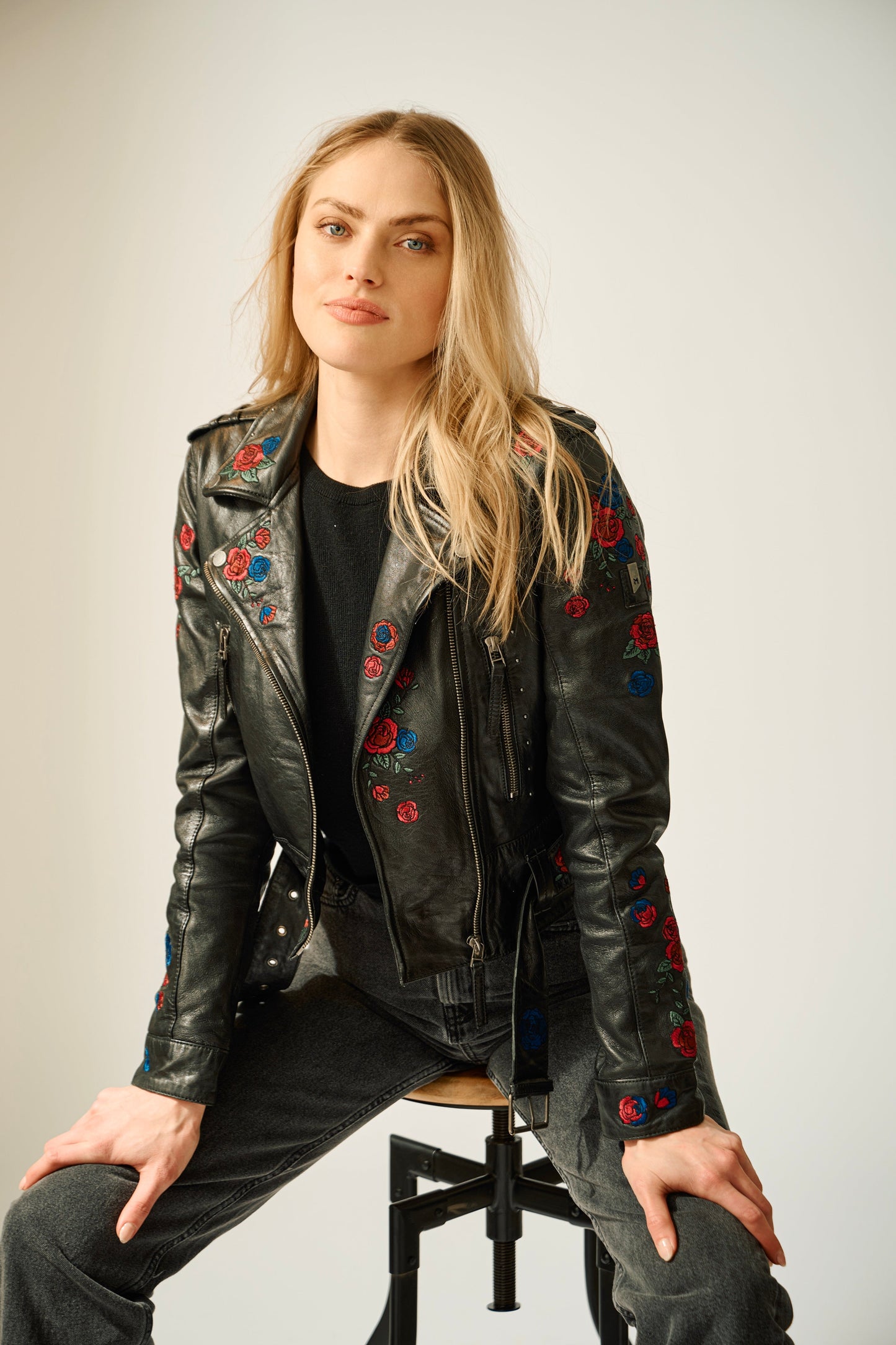 Women's Isabella RF Leather Jacket - Black
