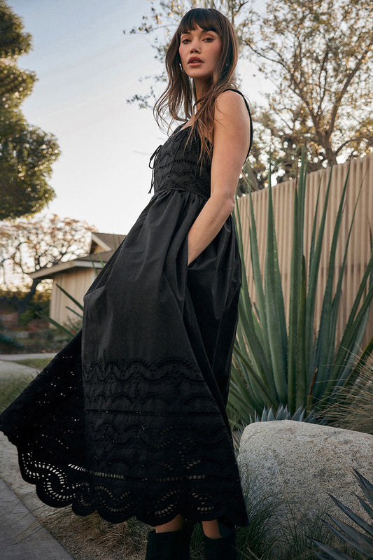 Avelina Tank Midi Dress - Black