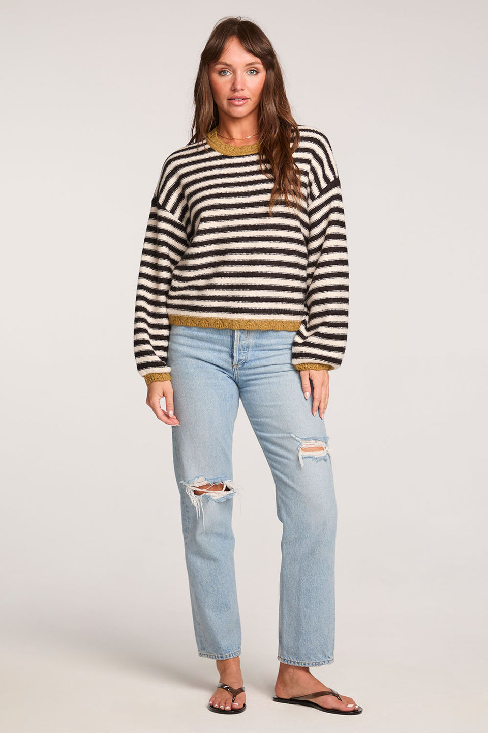 Steevie Sweater - Black & White Stripes