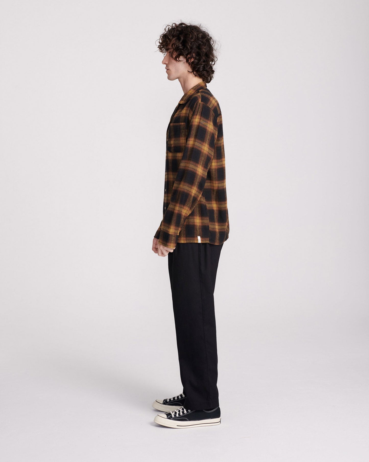 Shin Plaid Button Shirt - Camel - La De Da