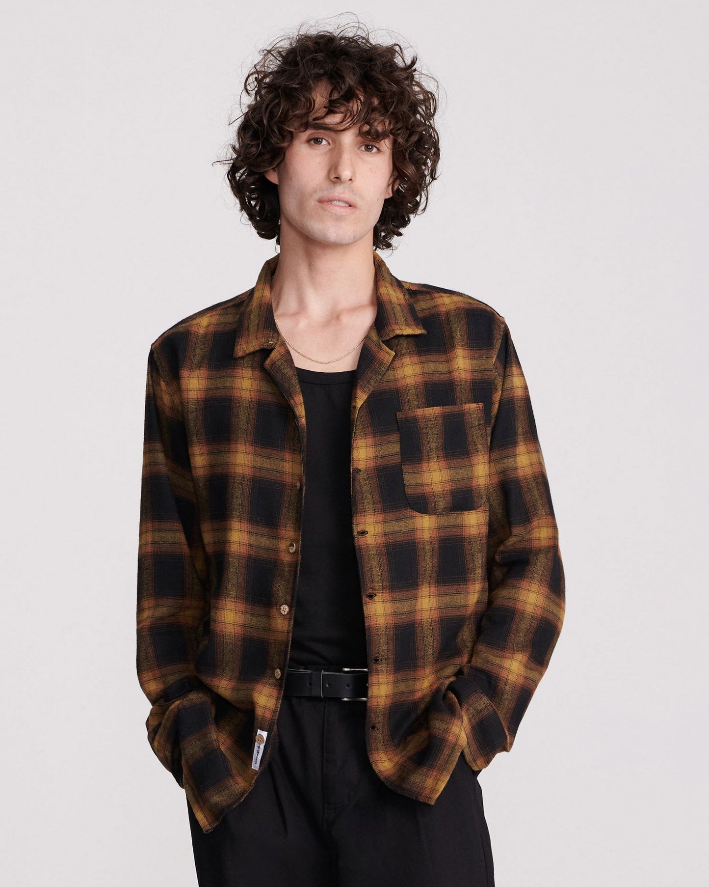 Shin Plaid Button Shirt - Camel - La De Da