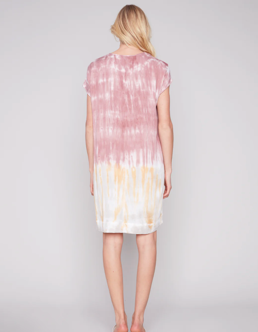Short Sleeve V Neck Dress with Pockets