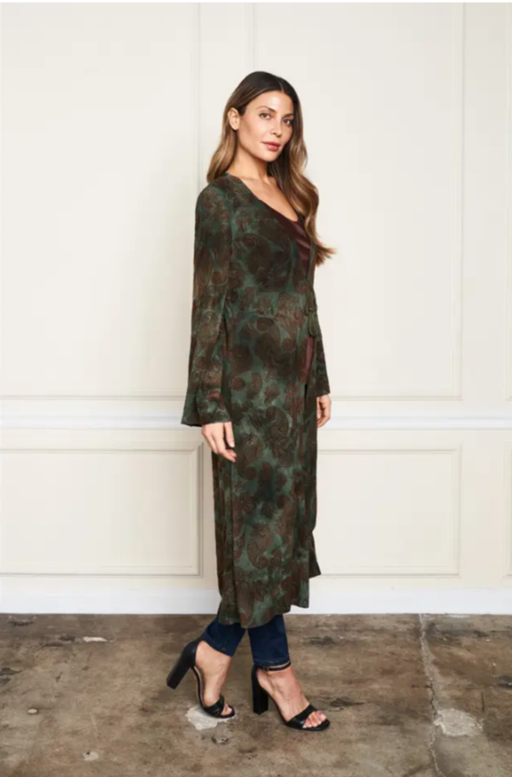 Flocked Kimono - Paisley