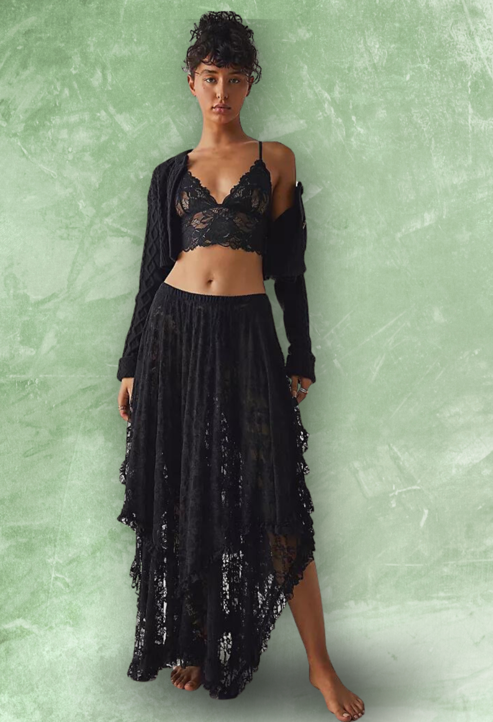 Black Lace French Skirt/Slip - La De Da