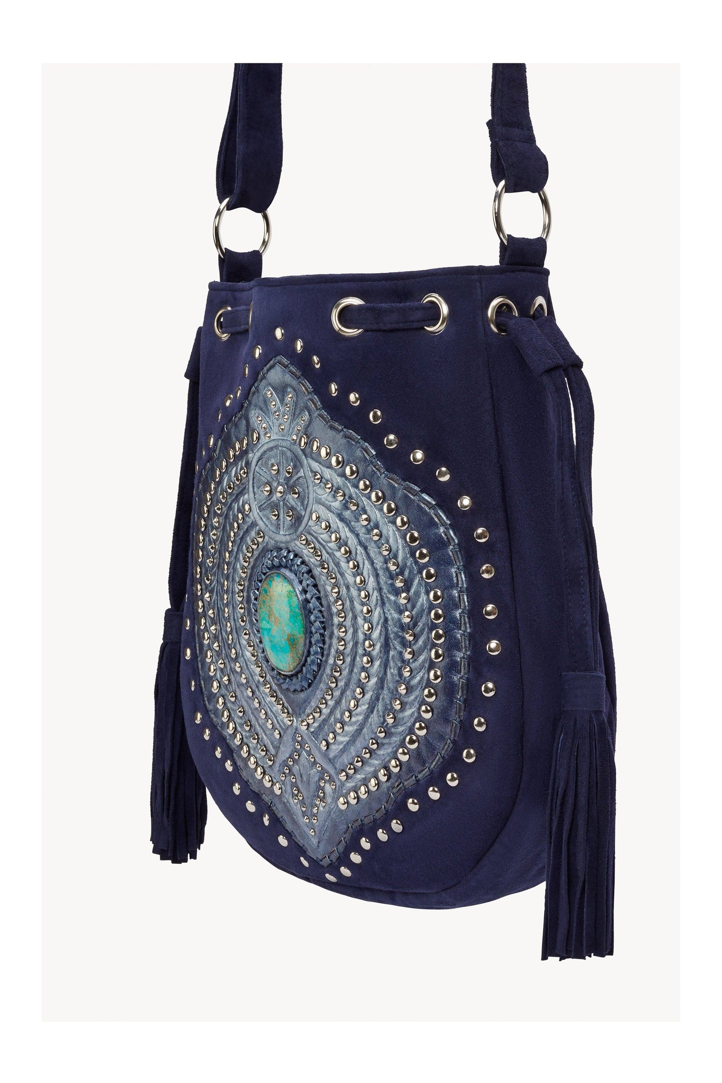 Marrakesh Pouch Bag - Metallic Navy/Silver
