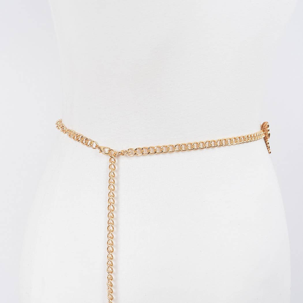 Butterfly Buckle Layered Chain Belt - Gold