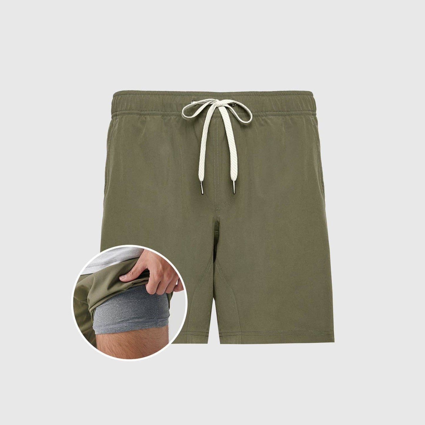 Active Quick Dry Shorts W/ Liner - Military Green