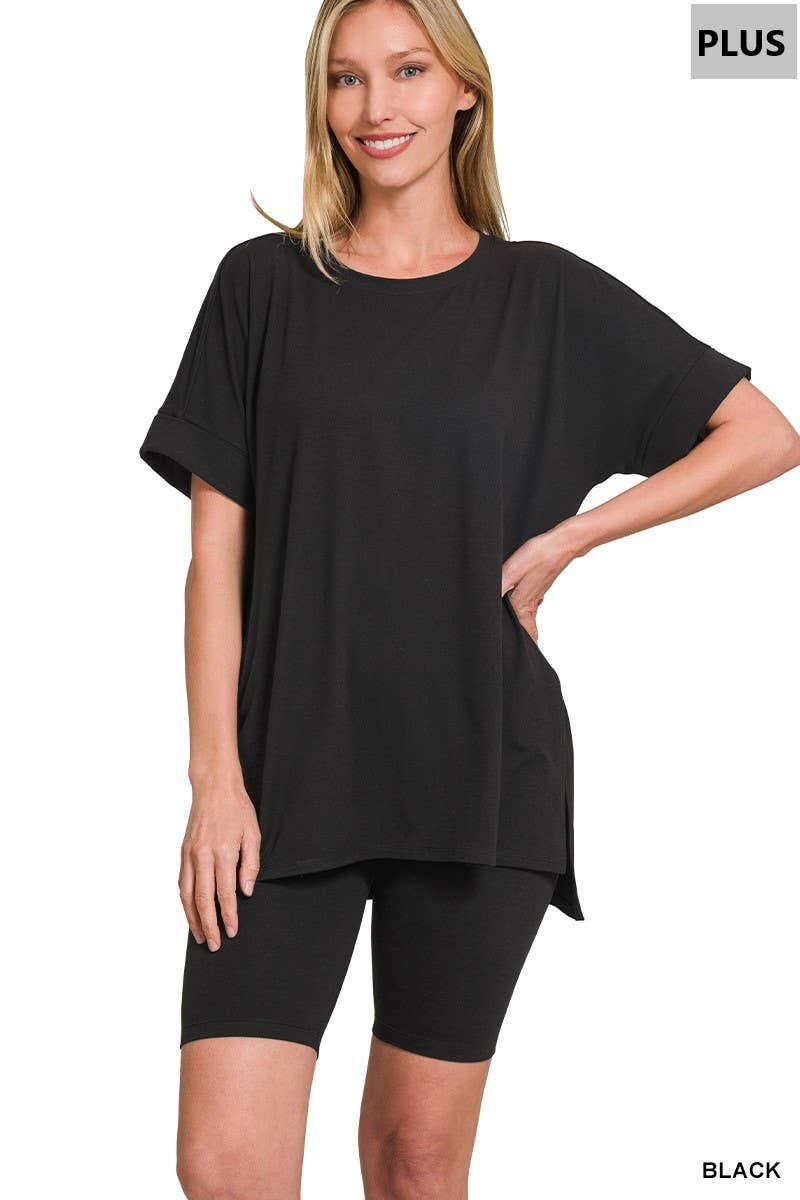 Plus Microfiber Top - BLACK