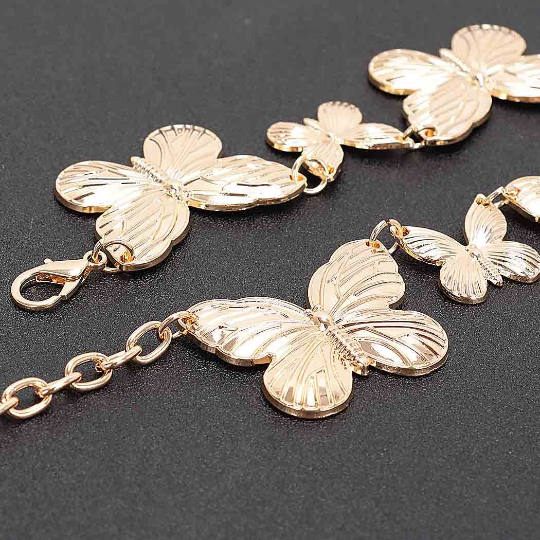 Multi Butterfly Chain Belt - Gold