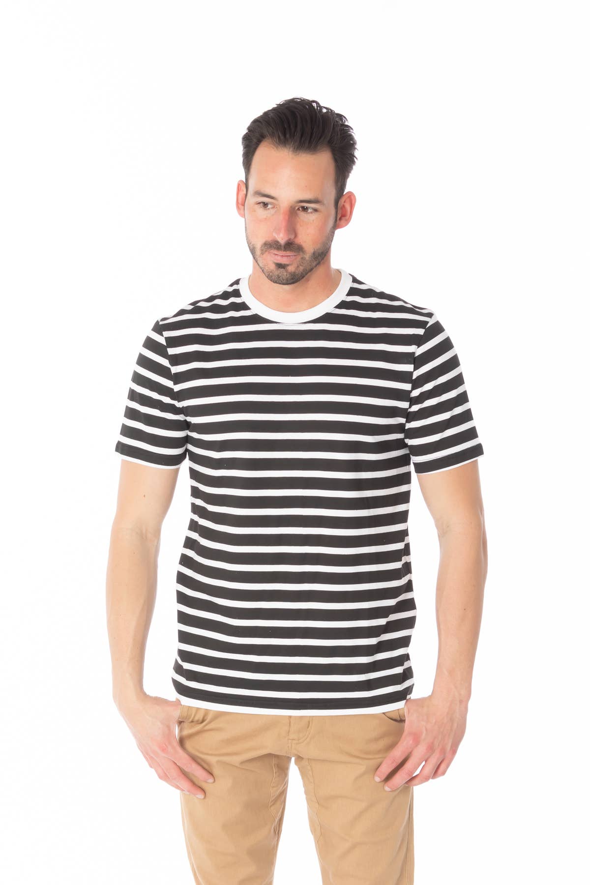 Hawks Bay Men's Stripe T-Shirt - BLACK