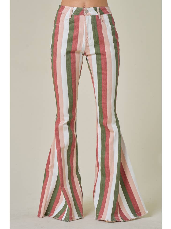 Terracotta Stripes Star Backed Flares - La De Da