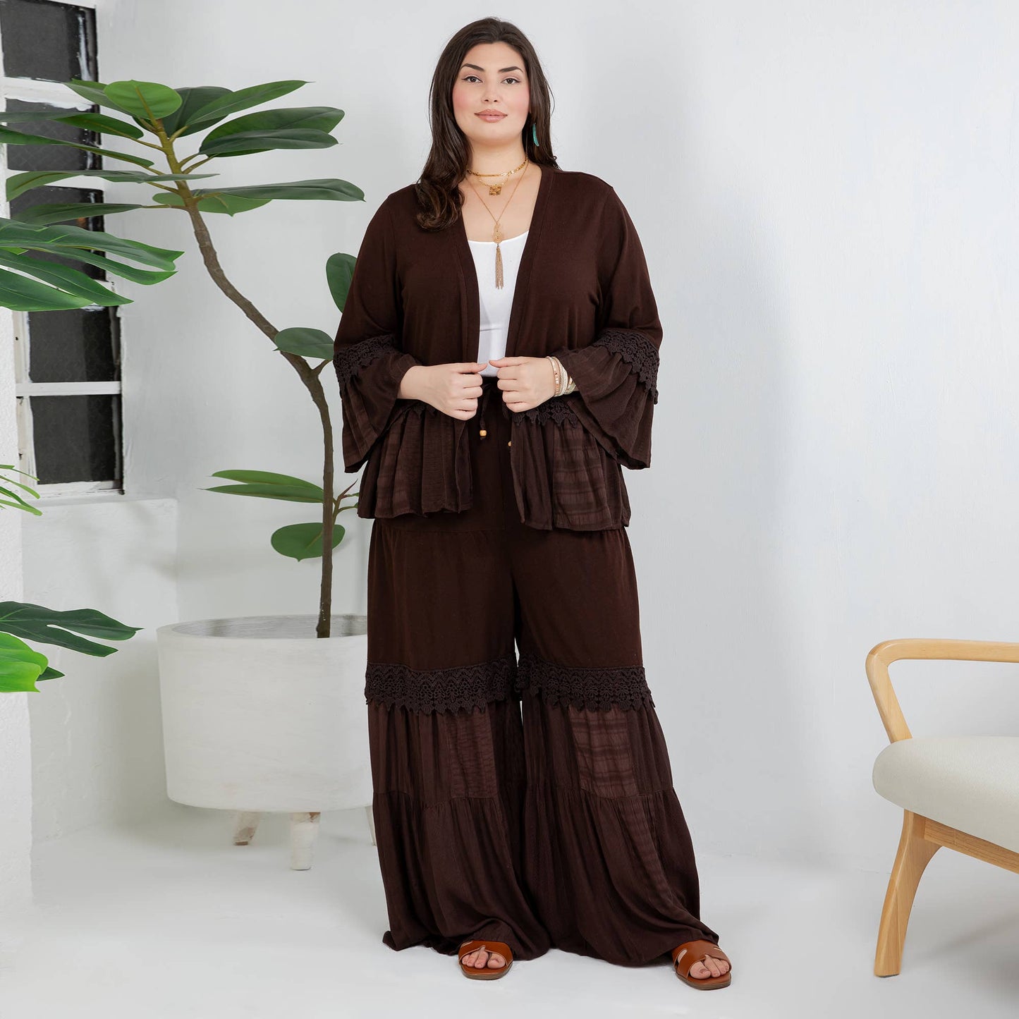 Knit Kimono Shrug - Truffle