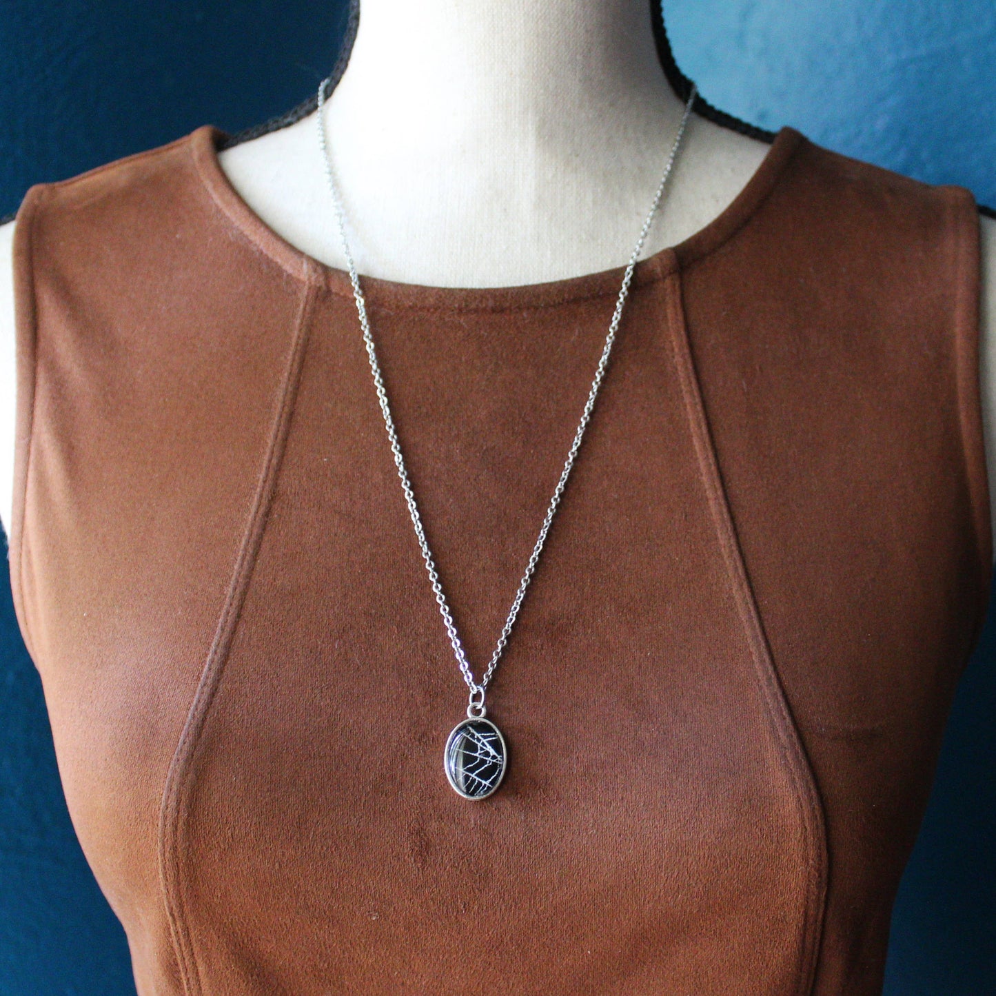 Mini Real Spider Web Necklace - Stainless Steel
