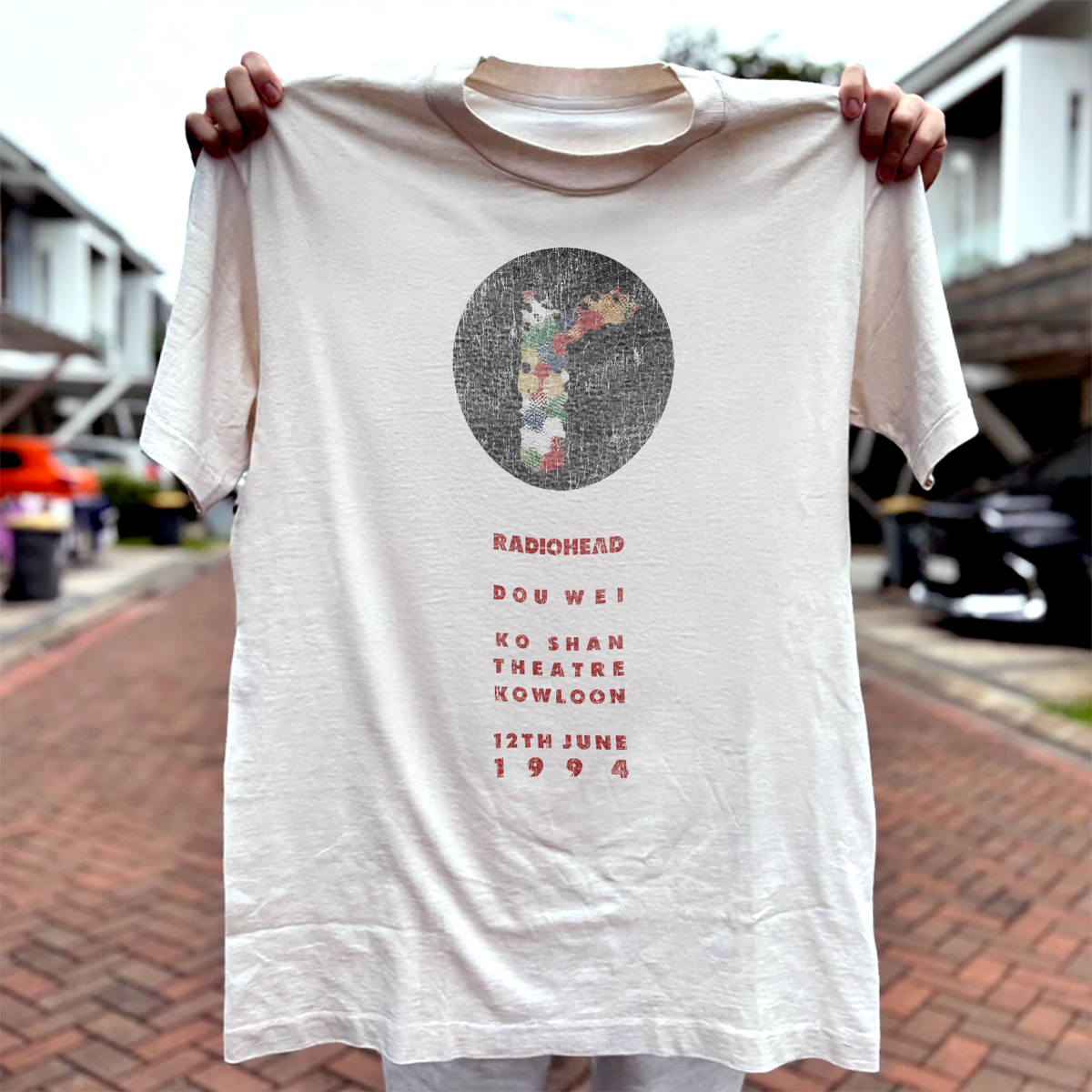 1994 Radiohead 'Hong Kong' Honey Pablo Washed White T-Shirt