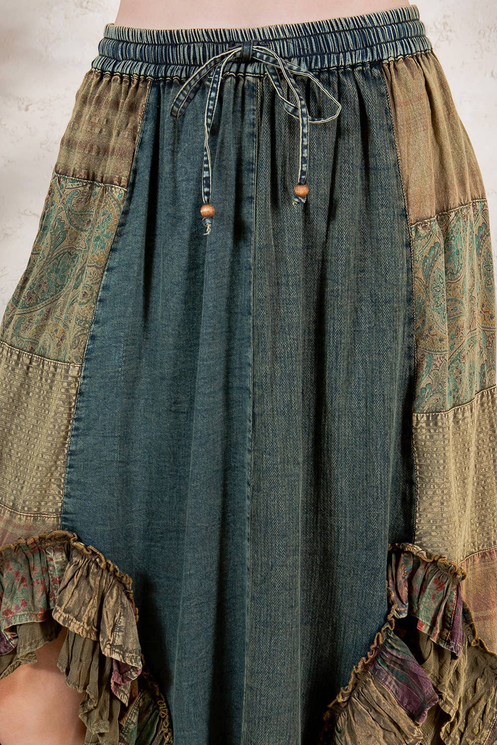 Patchwork Midi Skirt - Gravel