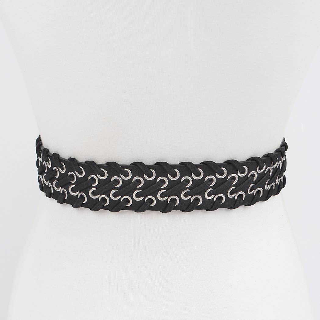 Multi Metal Eyelet Belt - Black