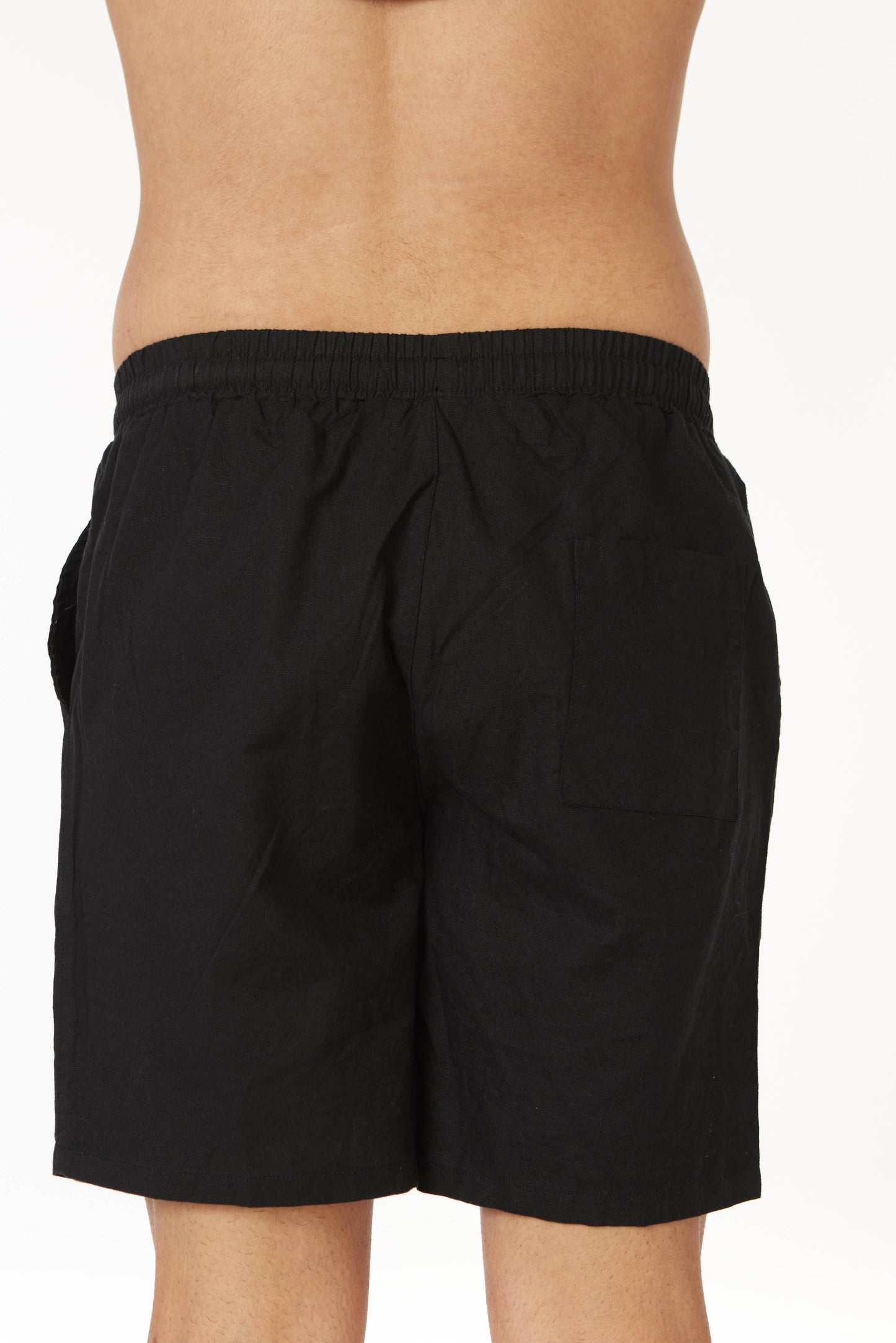 Men's Linen blend Shorts - Black