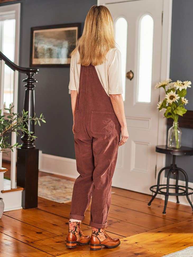 Burnt Mahagony Corduroy Overall - La De Da