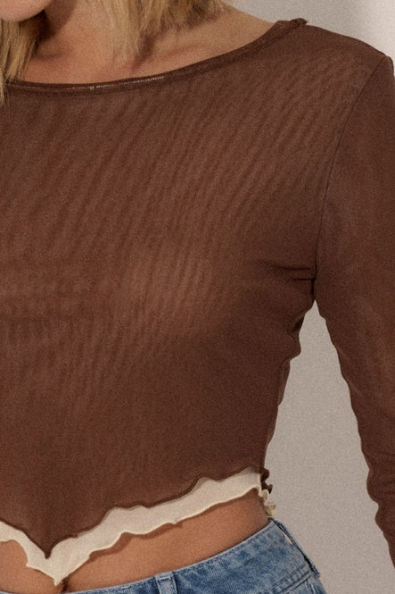 Layered Mesh Cropped V-Hem Top - La De Da