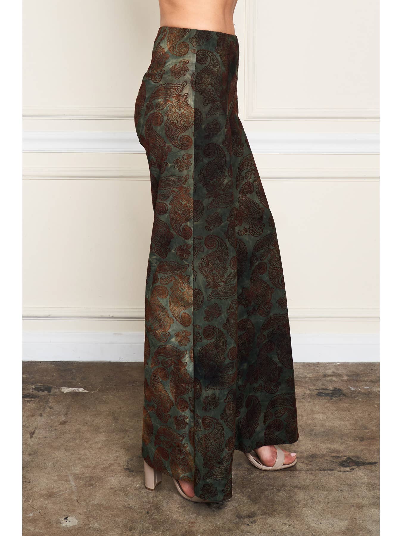 Flocked Palazzo Pant - Paisley