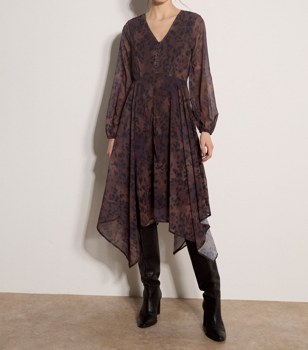 Distressed Leopard Hanky Hem Dress