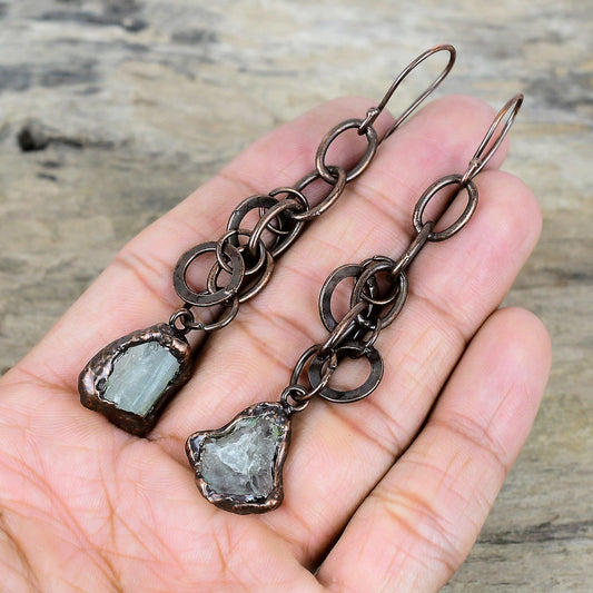 Aquamarine and Copper Earrings