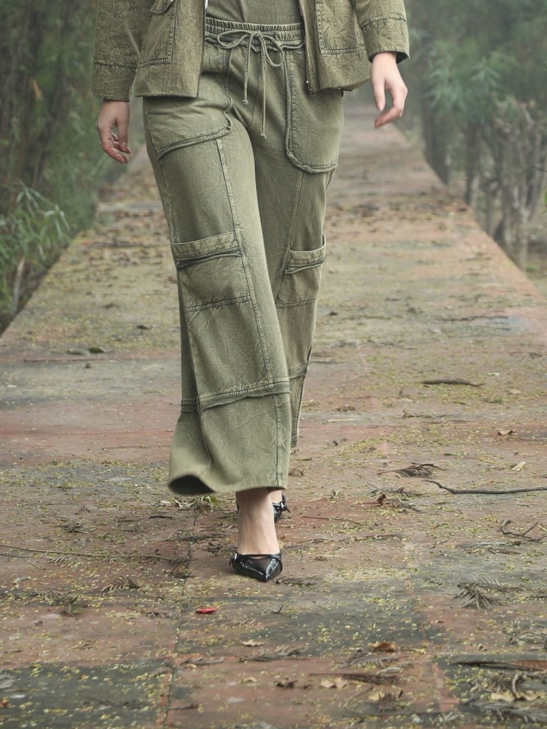 French Terry Knitted Pant โ Olive